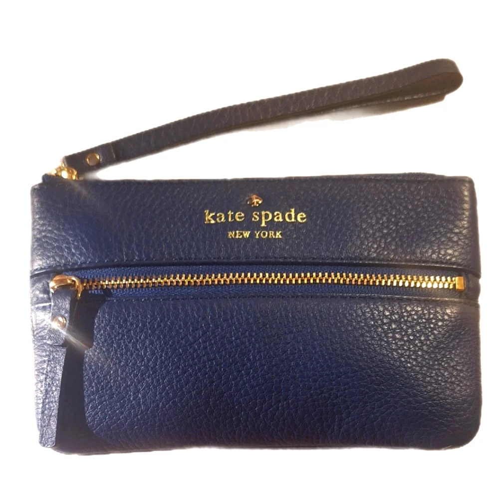 Kate Spade Blue Pebbled Leather Wristlet